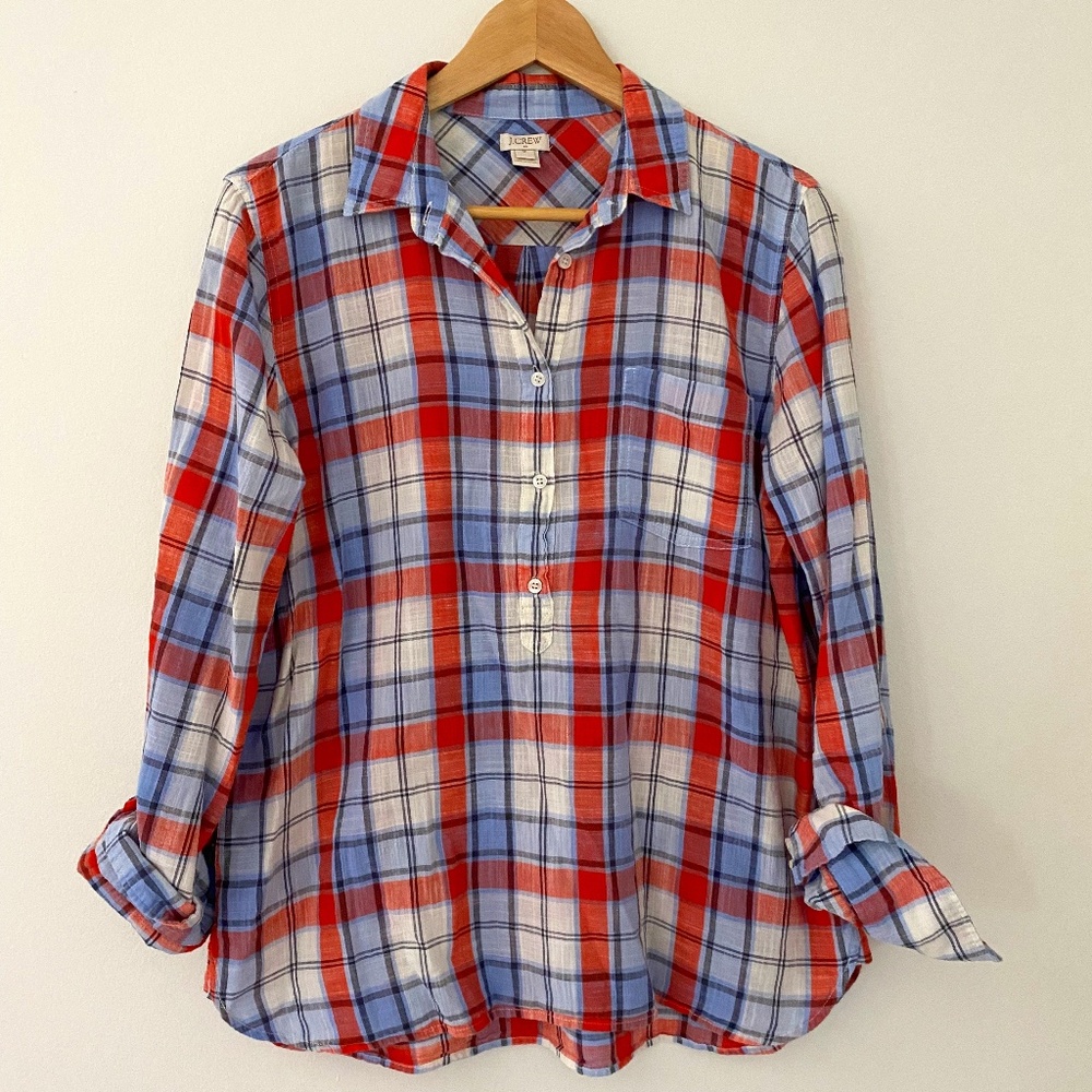 J. Crew Plaid Button Down, size M